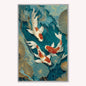 Teal River Koi 1 Velvet Canvas Art