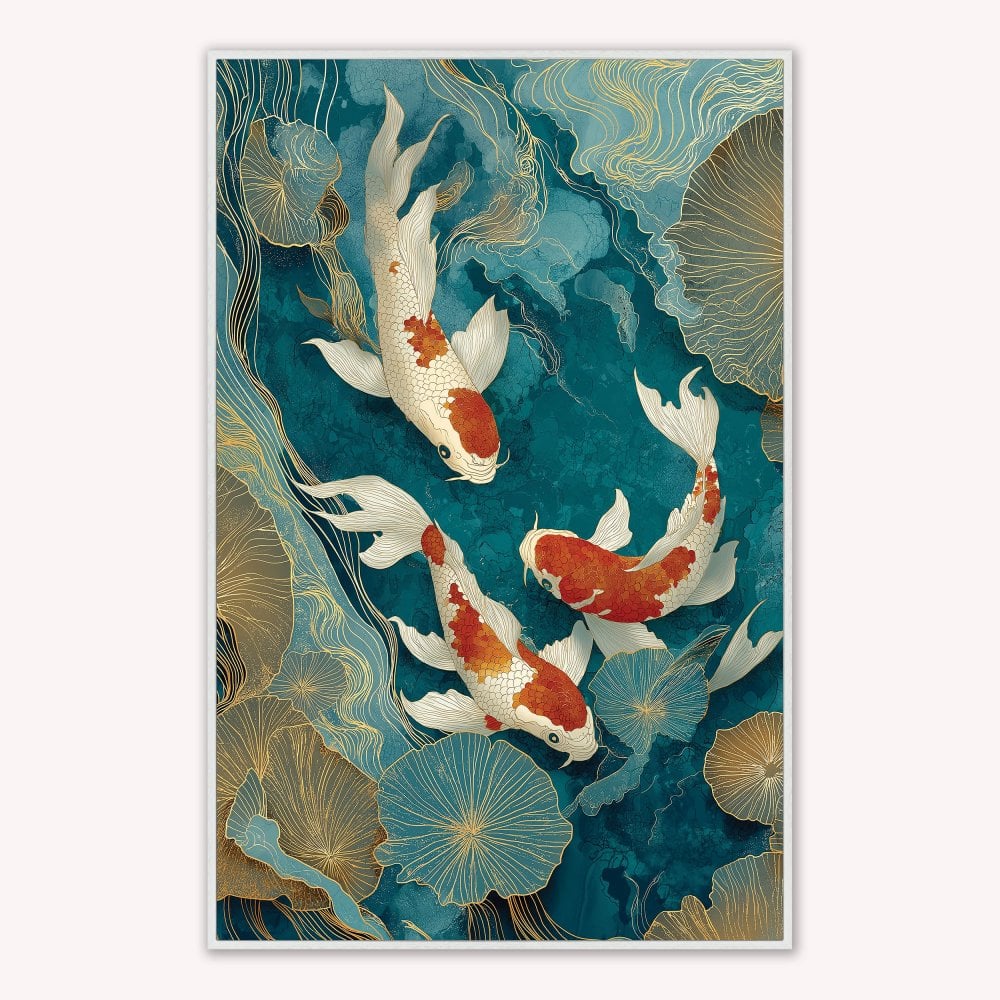 Teal River Koi 1 Velvet Canvas Art