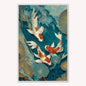 Teal River Koi 1 Velvet Canvas Art
