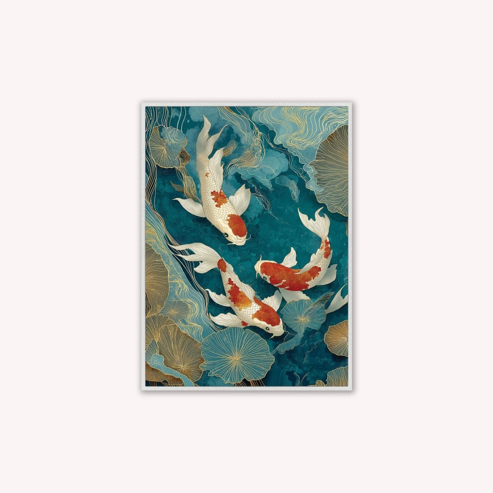 Teal River Koi 1 Velvet Canvas Art