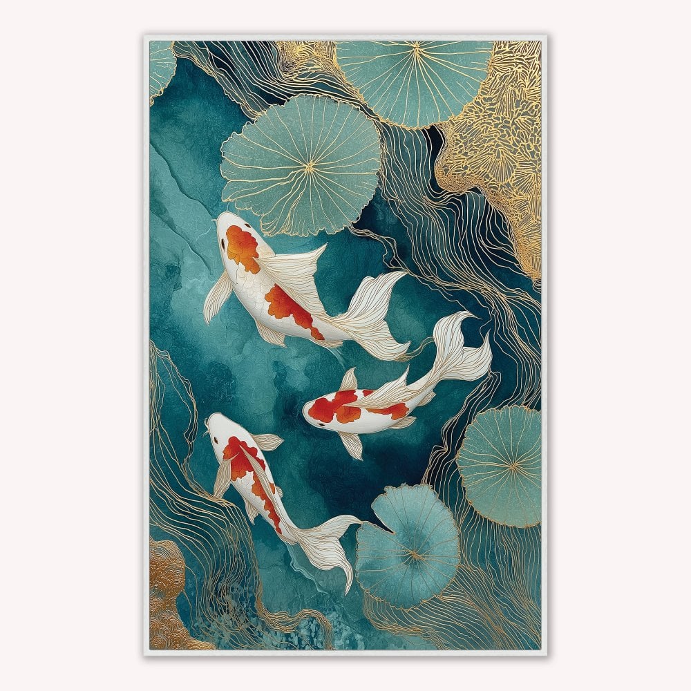 Teal River Koi 2 Velvet Canvas Art