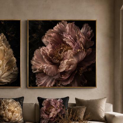 Dusky Peony Square Velvet Canvas
