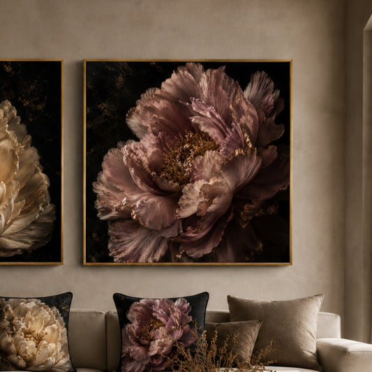 Dusky Peony Square Velvet Canvas