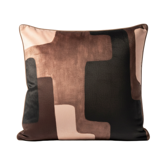 Abstract Espresso Dreams Velvet Cushion - 60 x 60