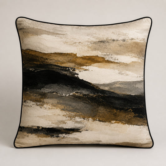 Layered Earth Velvet Cushion - 60 x 60