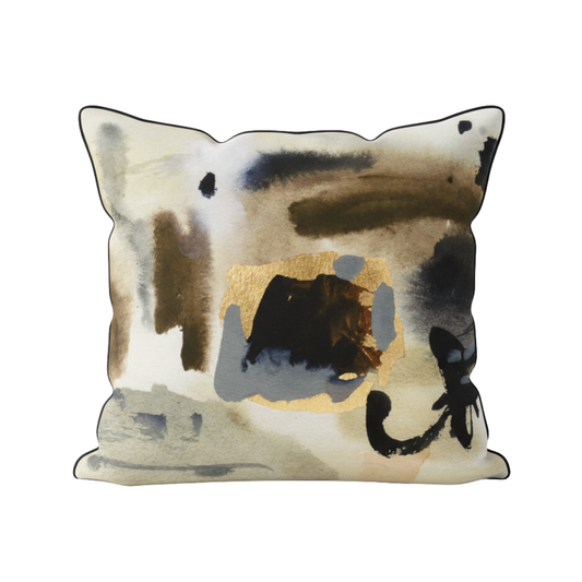 Abstract Amber Veil Velvet Cushion - 60 x 60