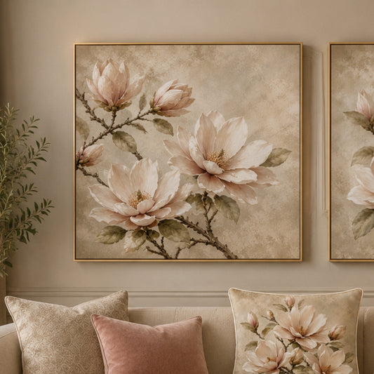Soft Magnolia 1 Square Velvet Canvas