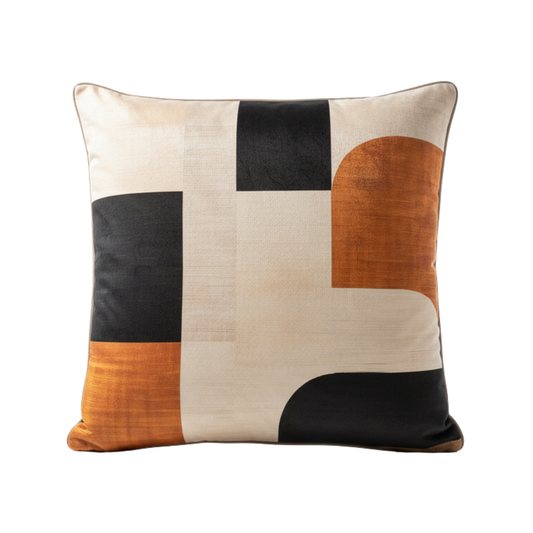 Abstract Café Serenity Velvet Cushion - 60 x 60