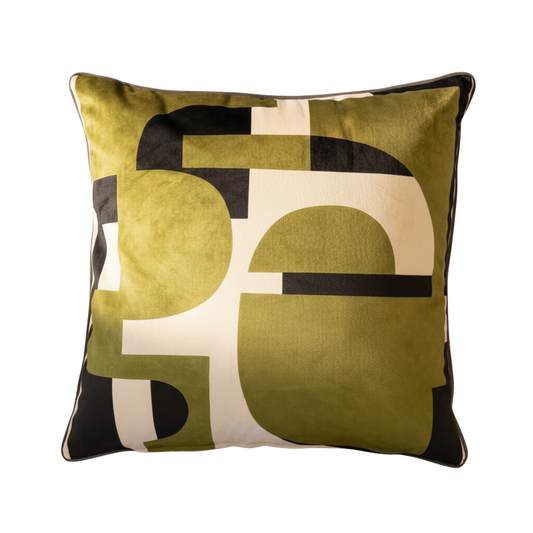 Abstract Matcha Haze Velvet Cushion - 60 x 60
