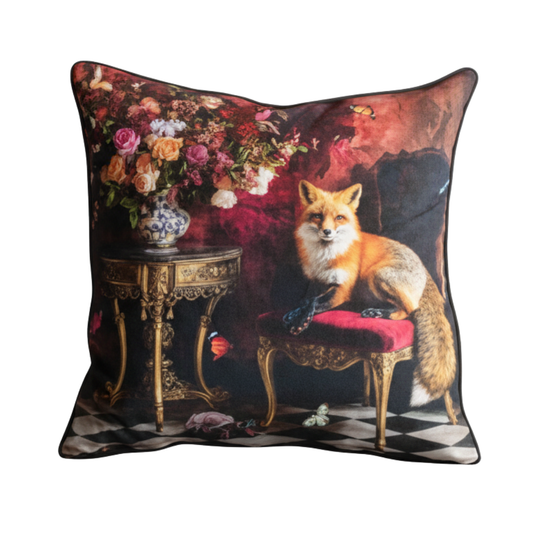 Stately Home Curiosity Fox Velvet Cushion - 60 x 60