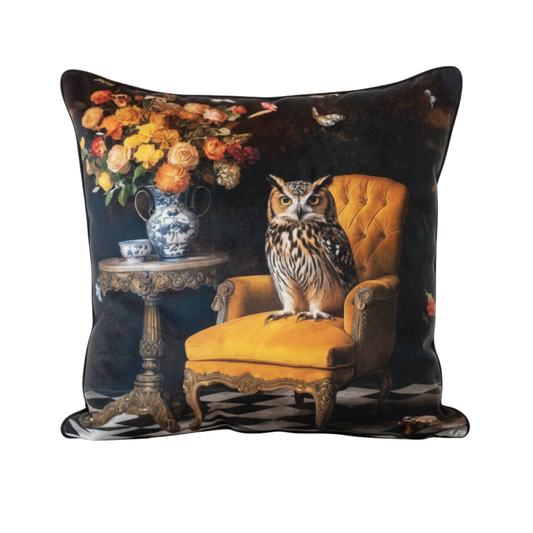 Stately Home Curiosity Owl Velvet Cushion - 60 x 60