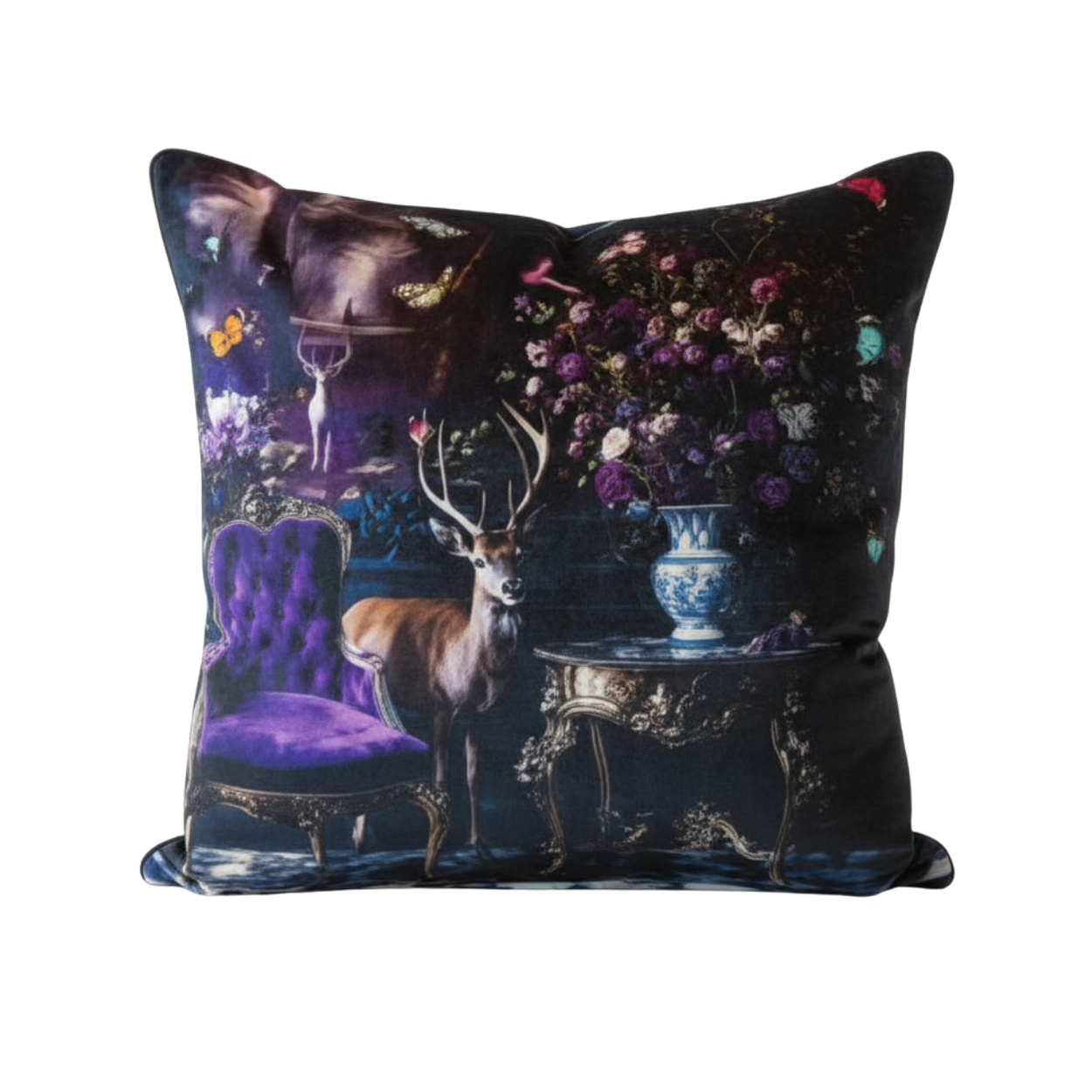Stately Home Curiosity Stag Velvet Cushion - 60 x 60
