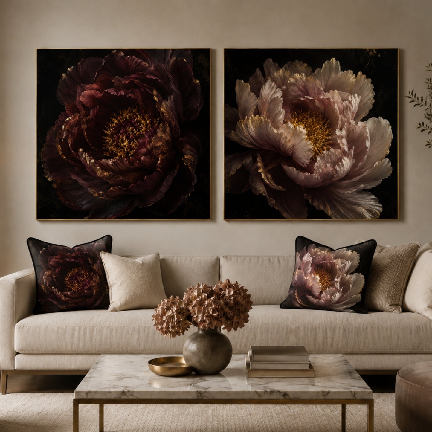 Blush Peony Square Velvet Canvas