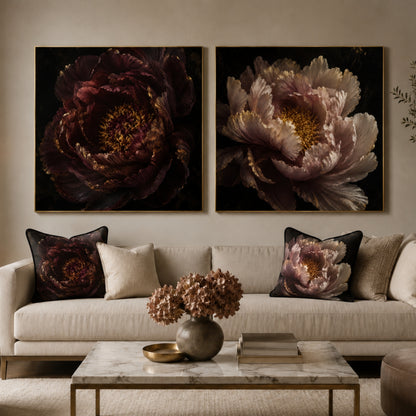 Blush Peony Square Velvet Canvas