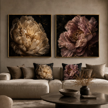 Dusky Peony Square Velvet Canvas