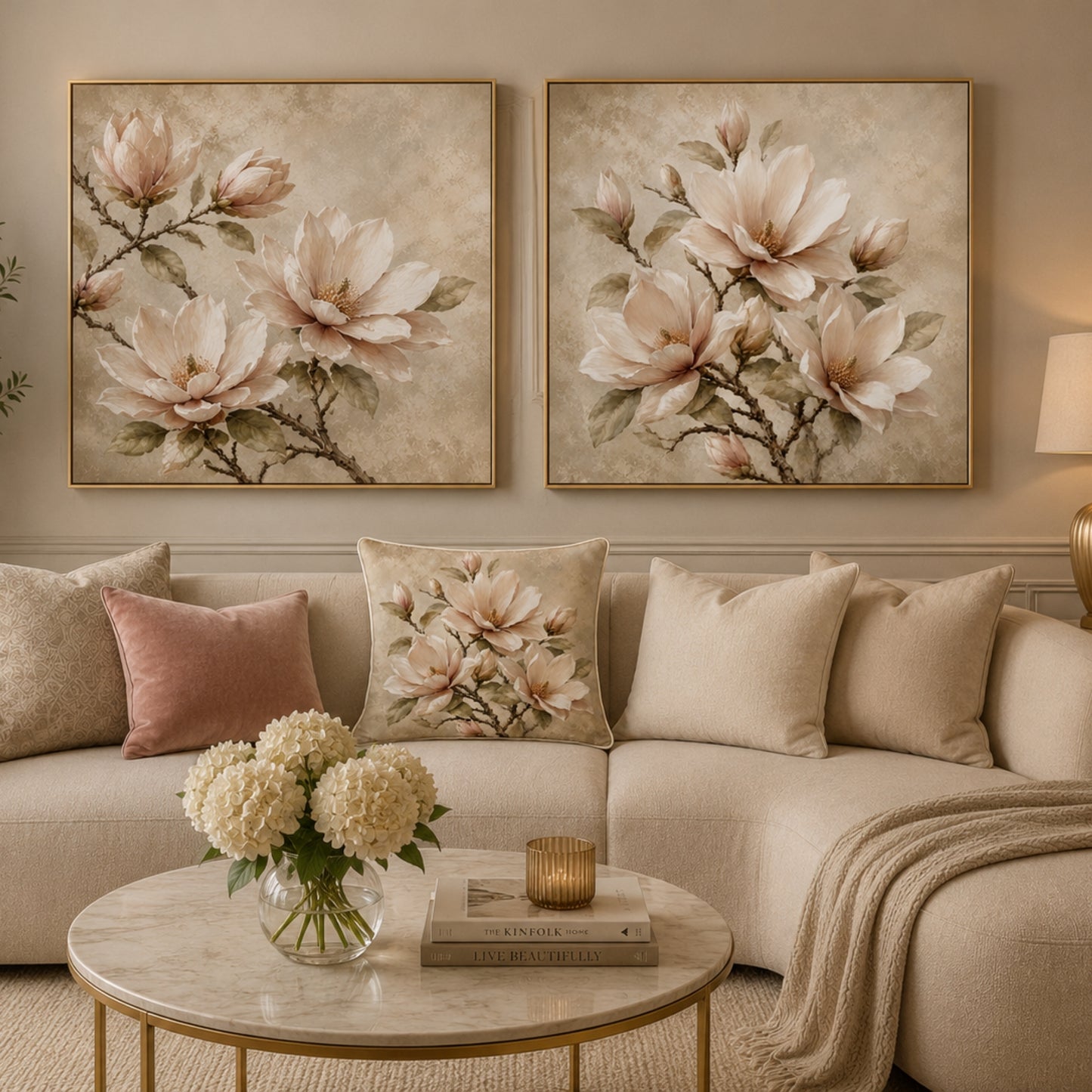 Soft Magnolia 1 Square Velvet Canvas