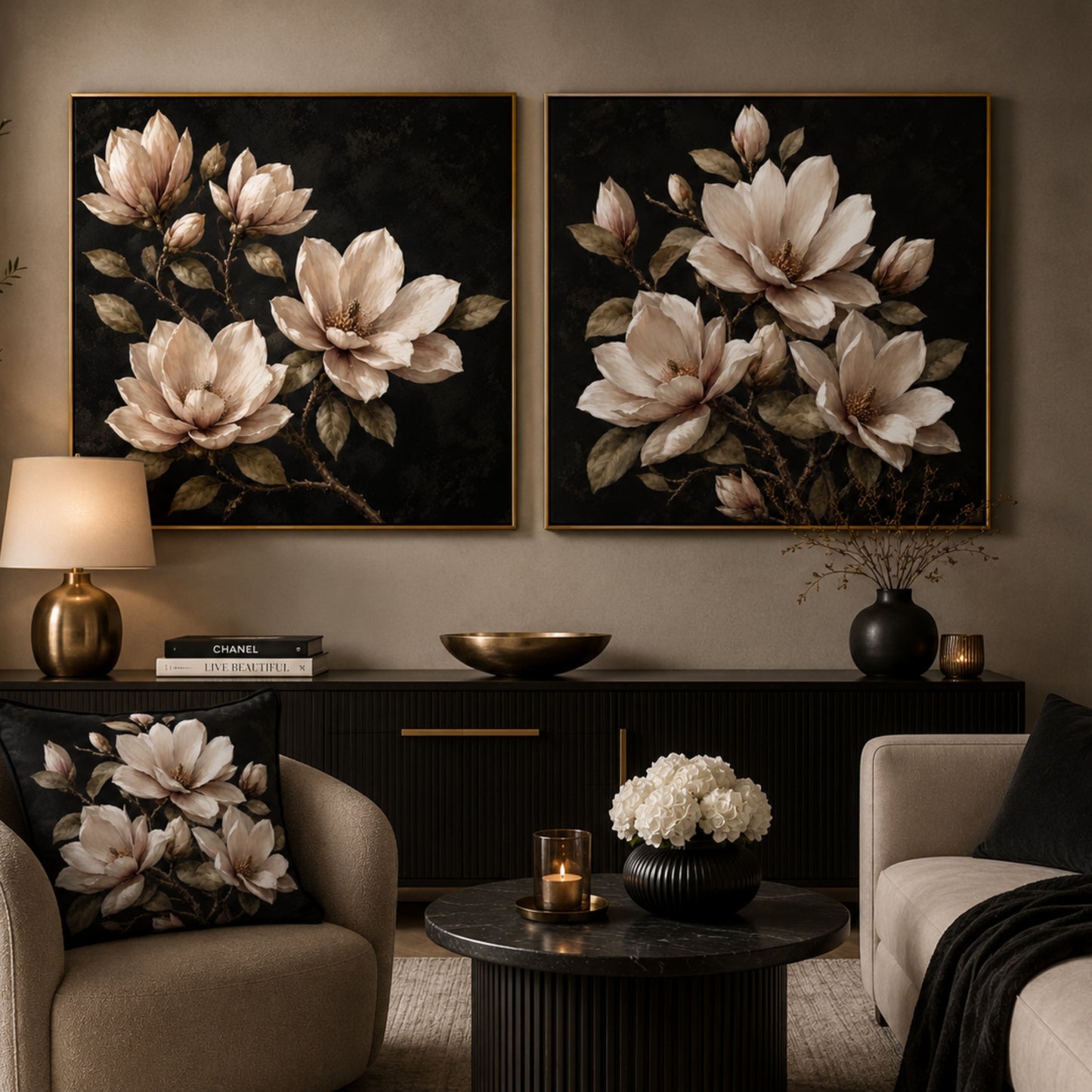 Deep Magnolia 2 Square Velvet Canvas