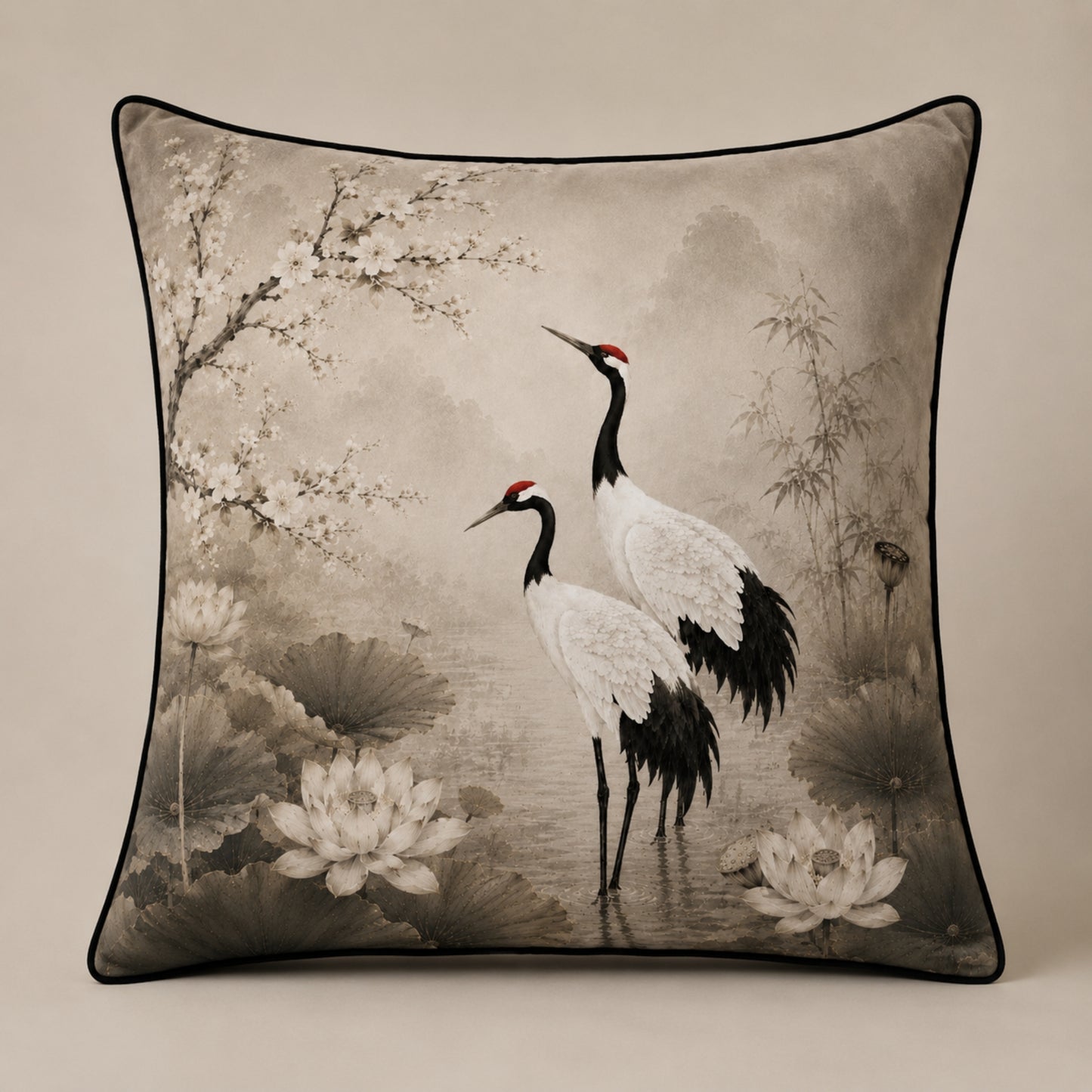 Lotus Garden 2 Velvet Cushion - 60 x 60