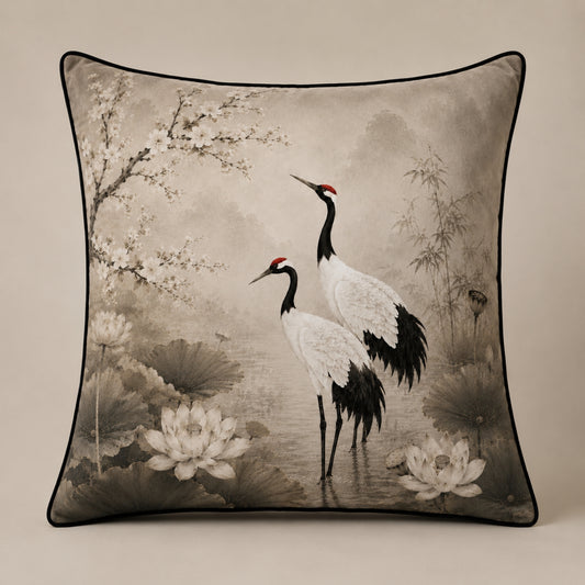Lotus Garden 2 Velvet Cushion - 60 x 60