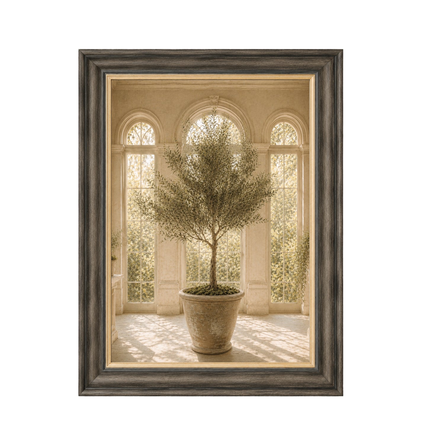 Rustic Potted Olive Tree Framed Wall Art