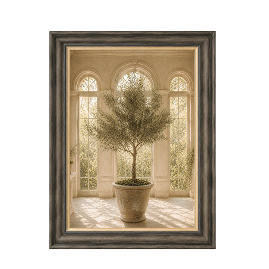 Rustic Potted Olive Tree Framed Wall Art