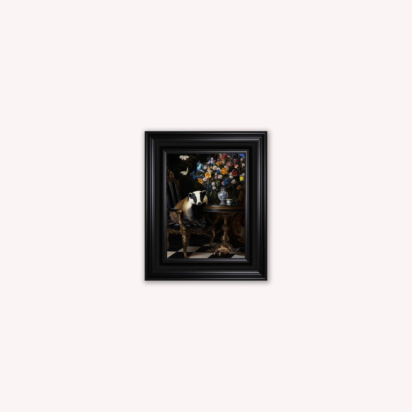 Curiosity Badger at the Stately Home Framed Wall Art