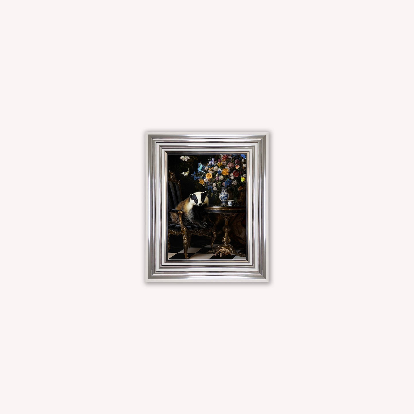 Curiosity Badger at the Stately Home Framed Wall Art