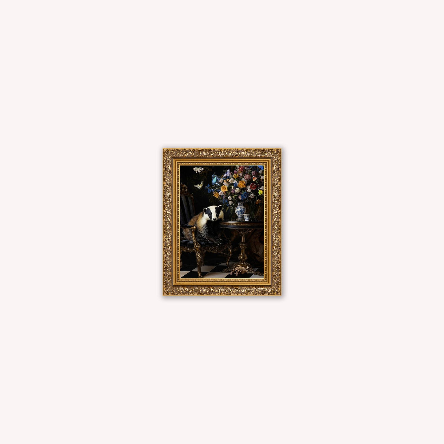 Curiosity Badger at the Stately Home Framed Wall Art