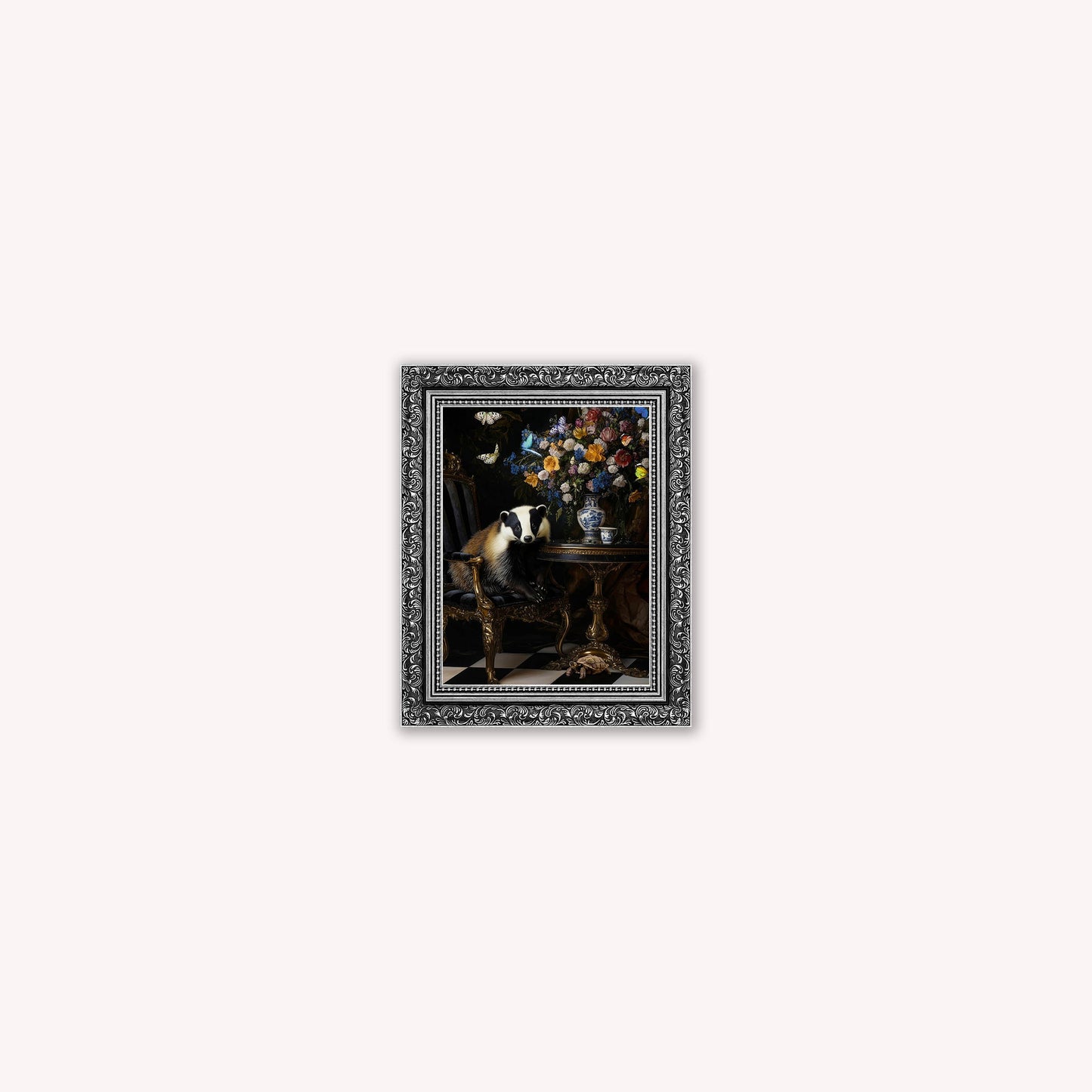 Curiosity Badger at the Stately Home Framed Wall Art
