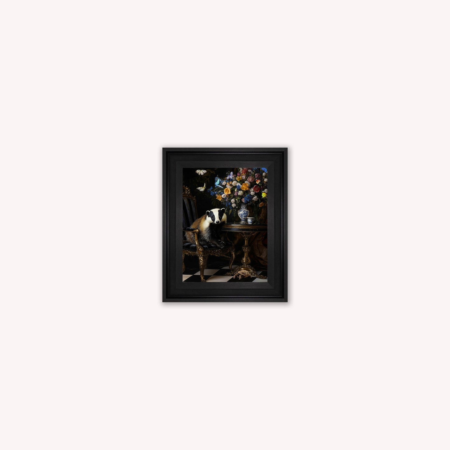 Curiosity Badger at the Stately Home Framed Wall Art