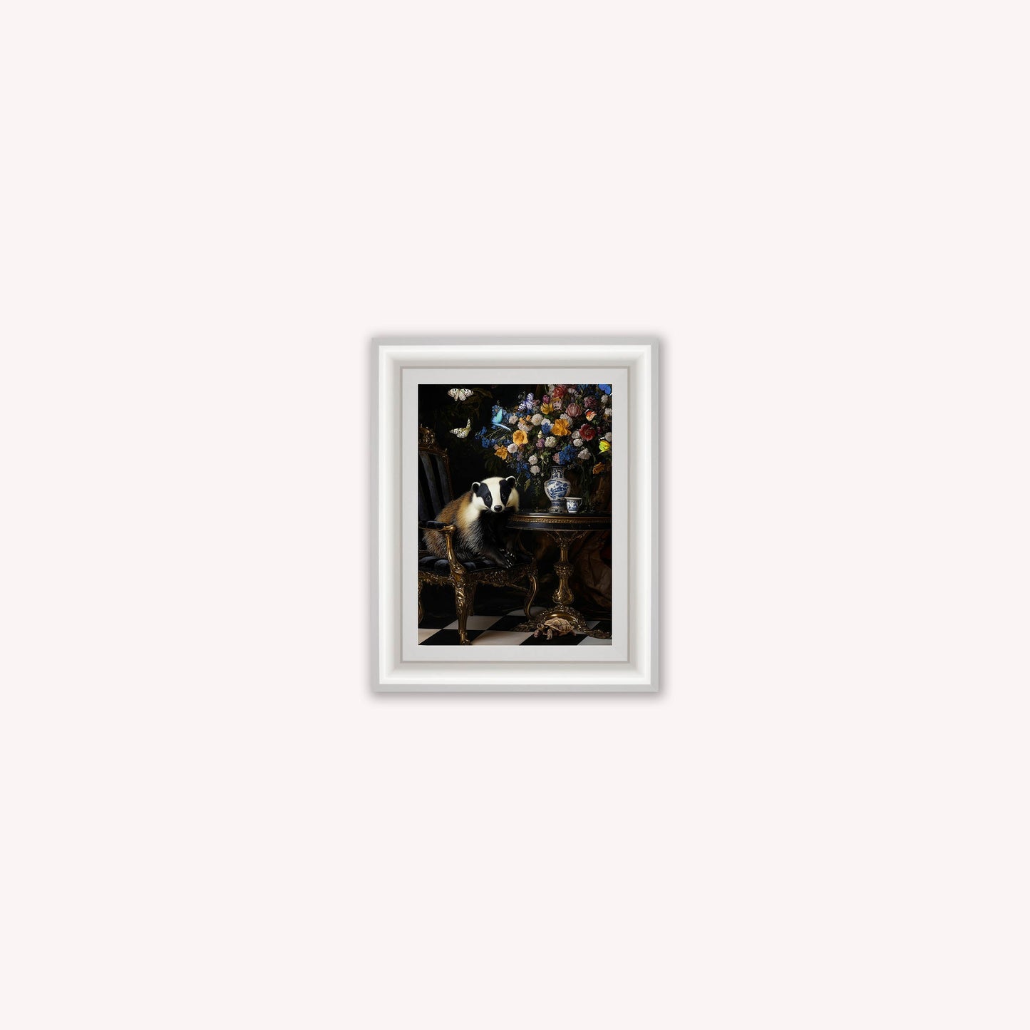 Curiosity Badger at the Stately Home Framed Wall Art