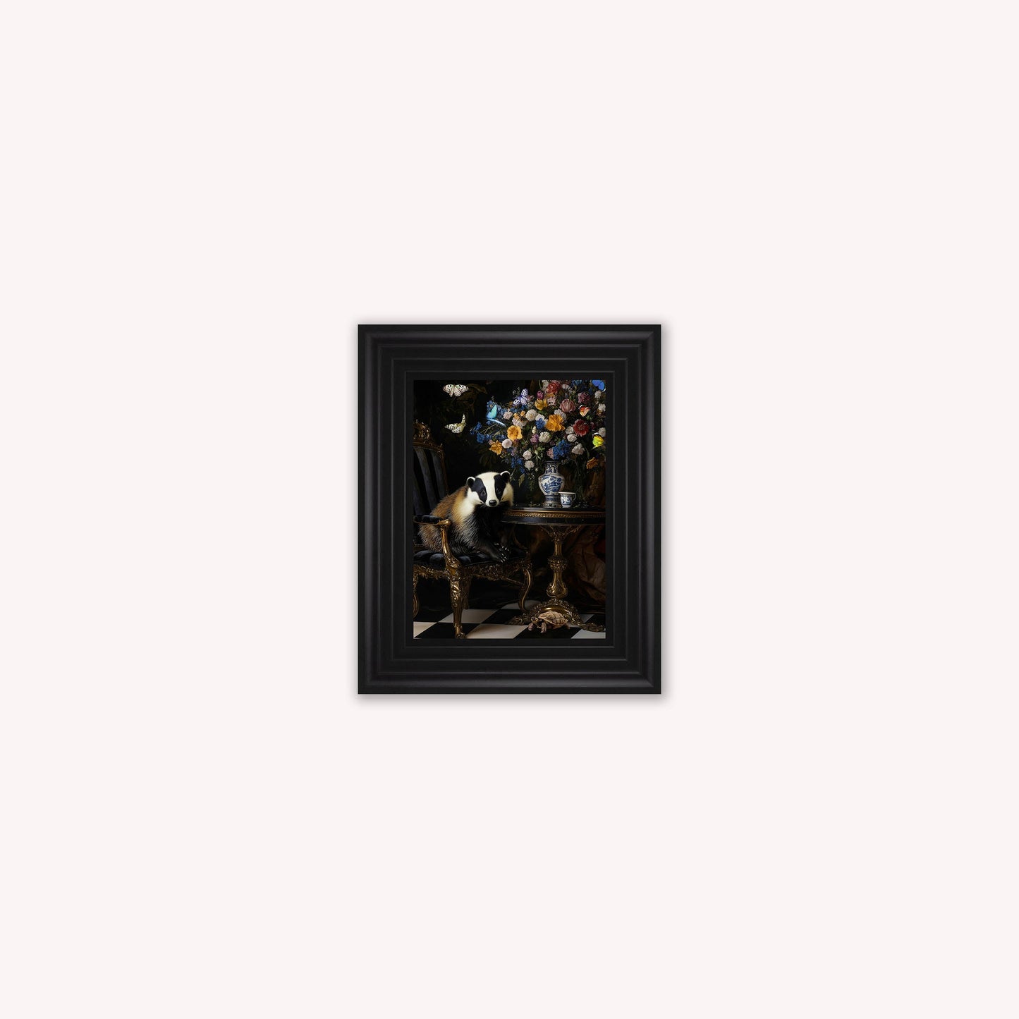 Curiosity Badger at the Stately Home Framed Wall Art