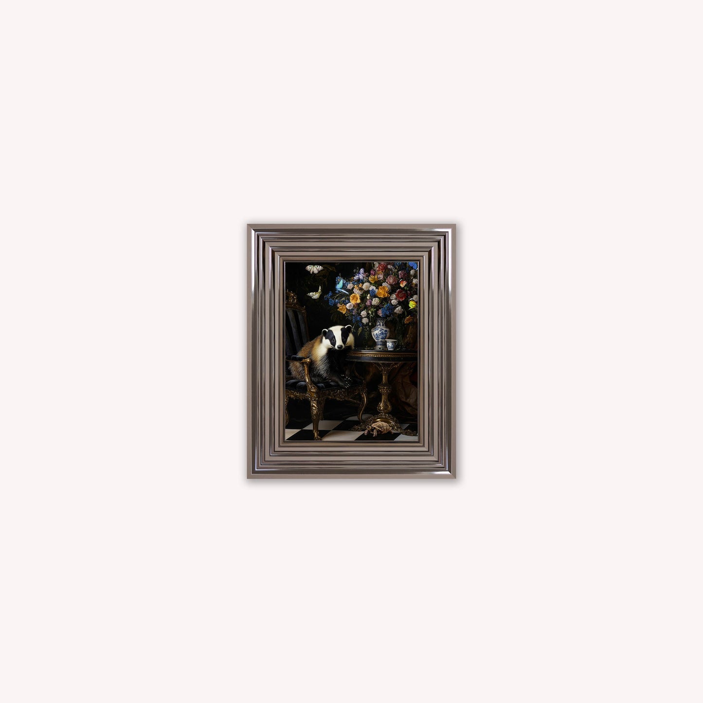Curiosity Badger at the Stately Home Framed Wall Art