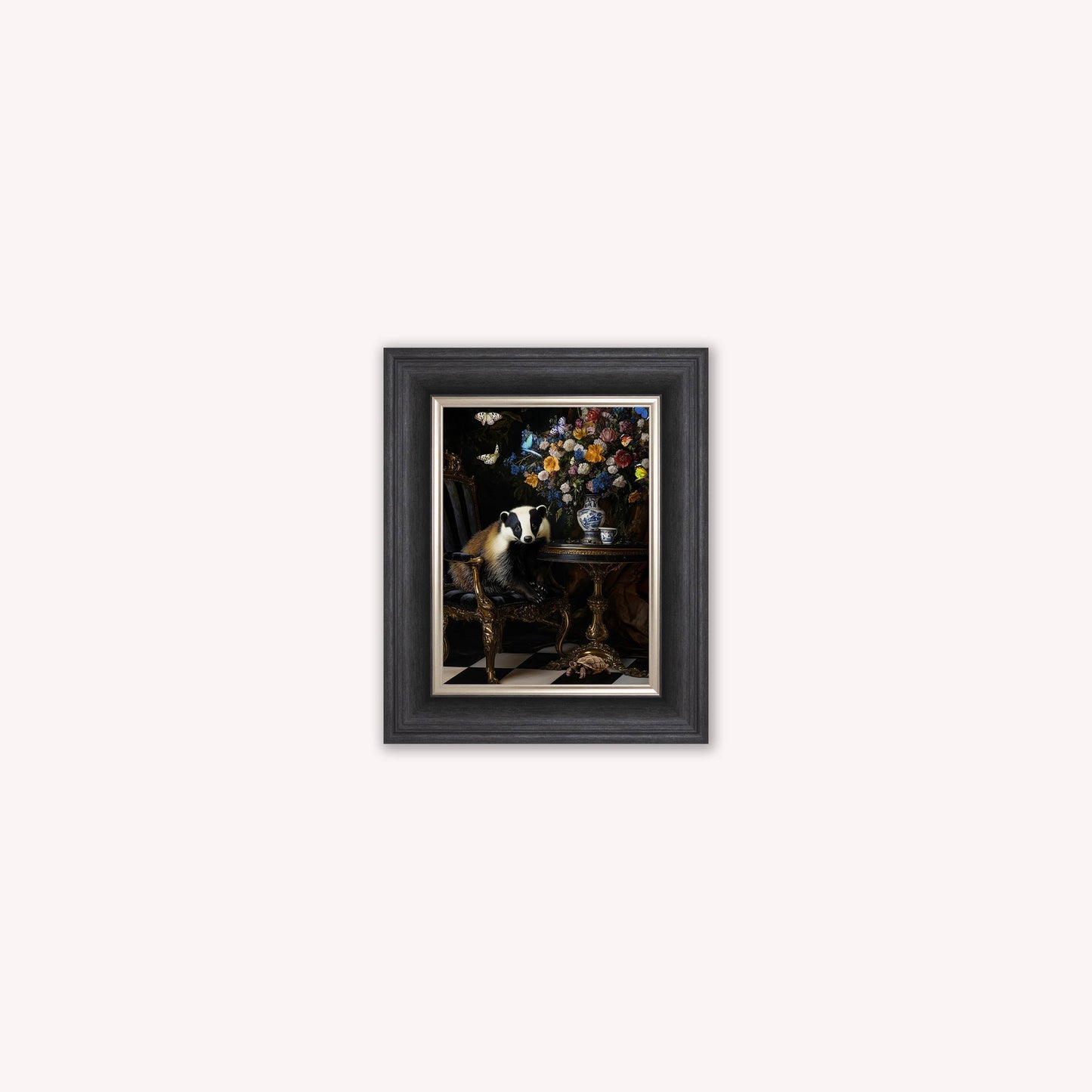 Curiosity Badger at the Stately Home Framed Wall Art