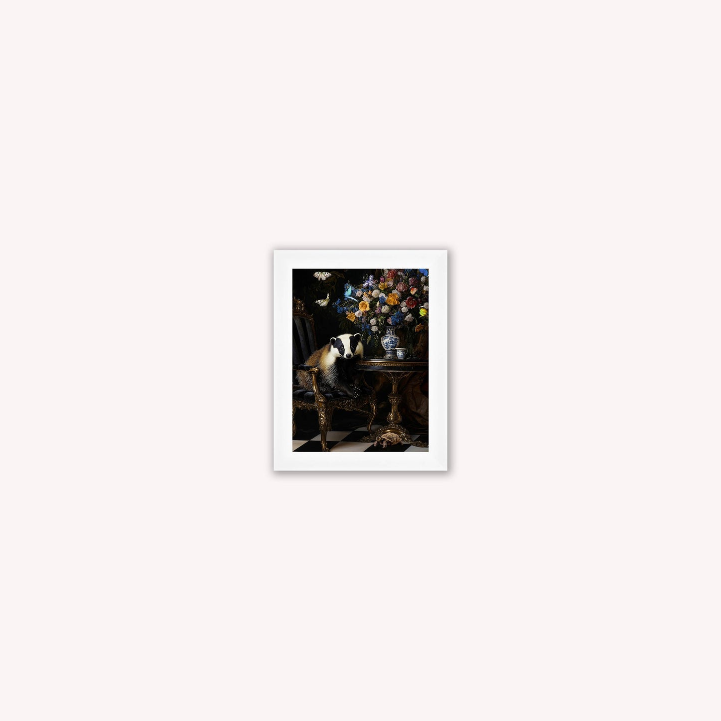 Curiosity Badger at the Stately Home Framed Wall Art