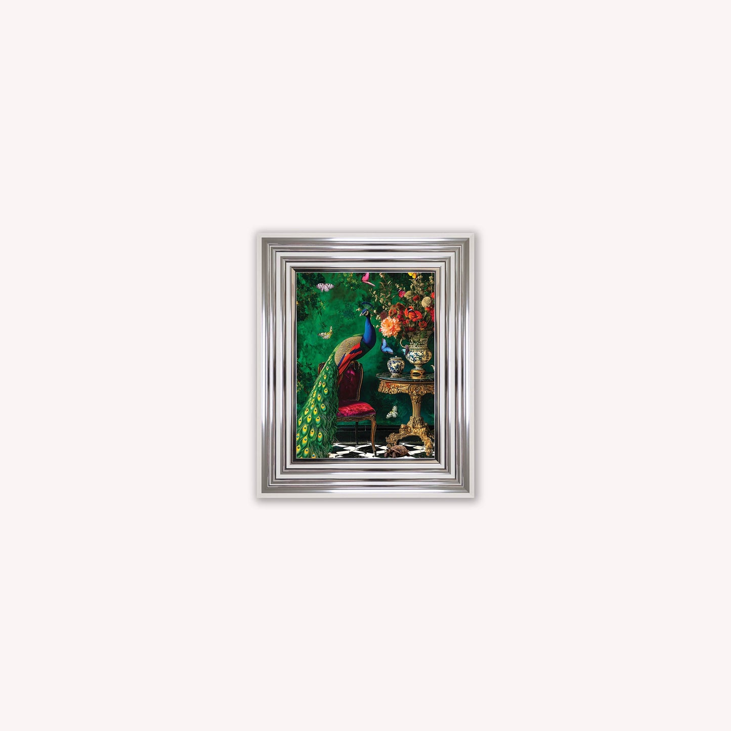 Curiosity Peacock at the Stately Home Framed Wall Art