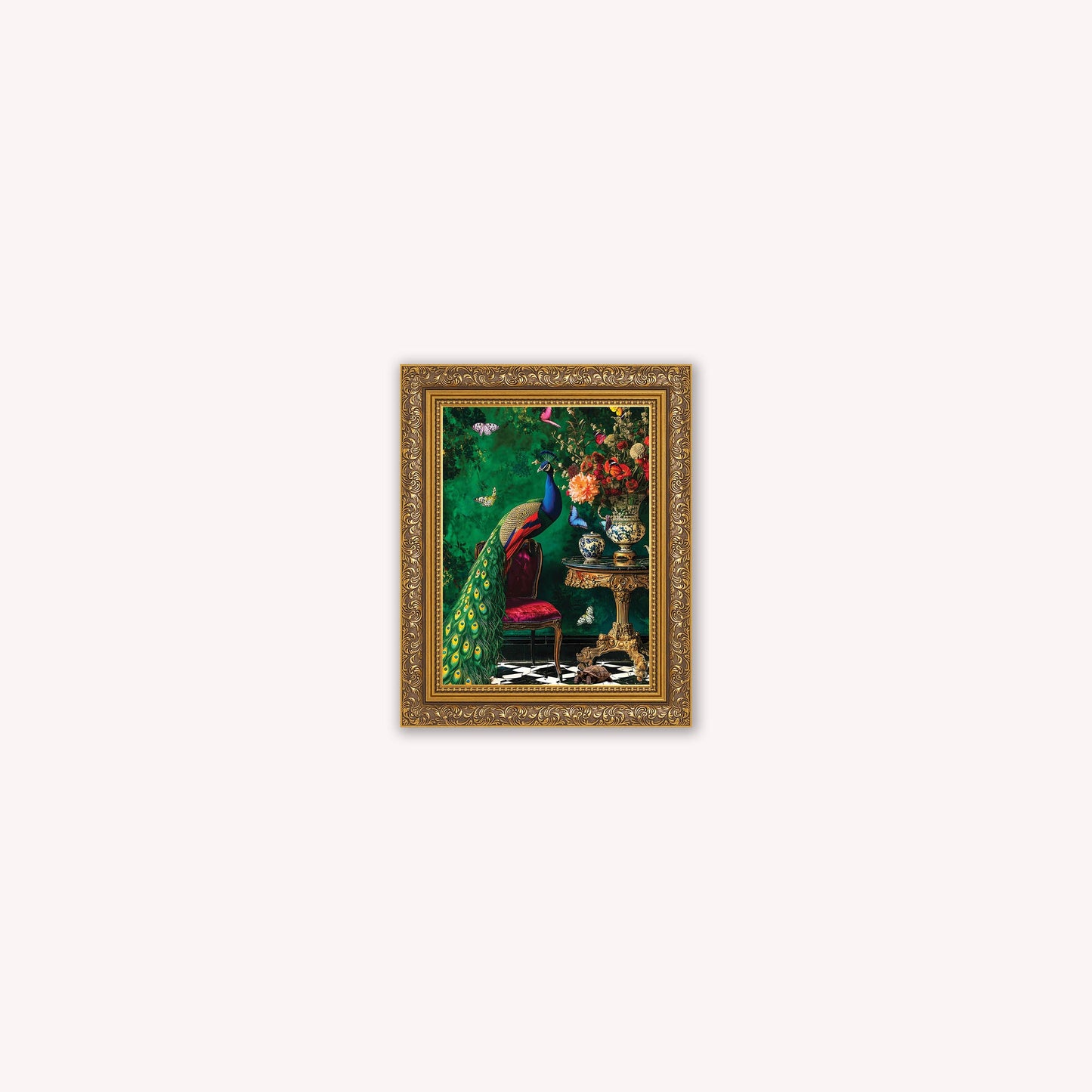 Curiosity Peacock at the Stately Home Framed Wall Art