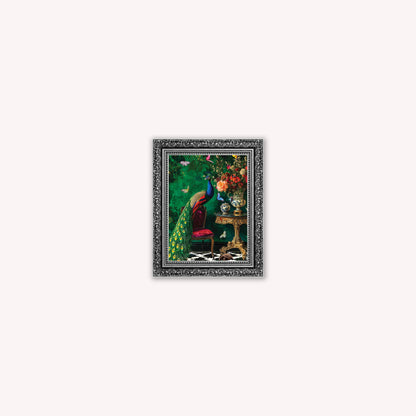 Curiosity Peacock at the Stately Home Framed Wall Art