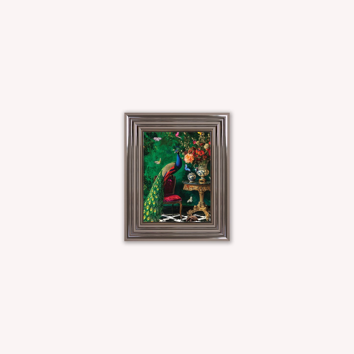 Curiosity Peacock at the Stately Home Framed Wall Art