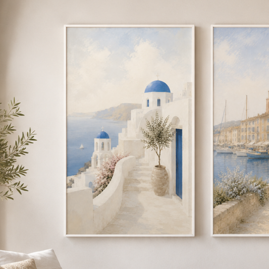 Santorini Riviera Framed Canvas Art