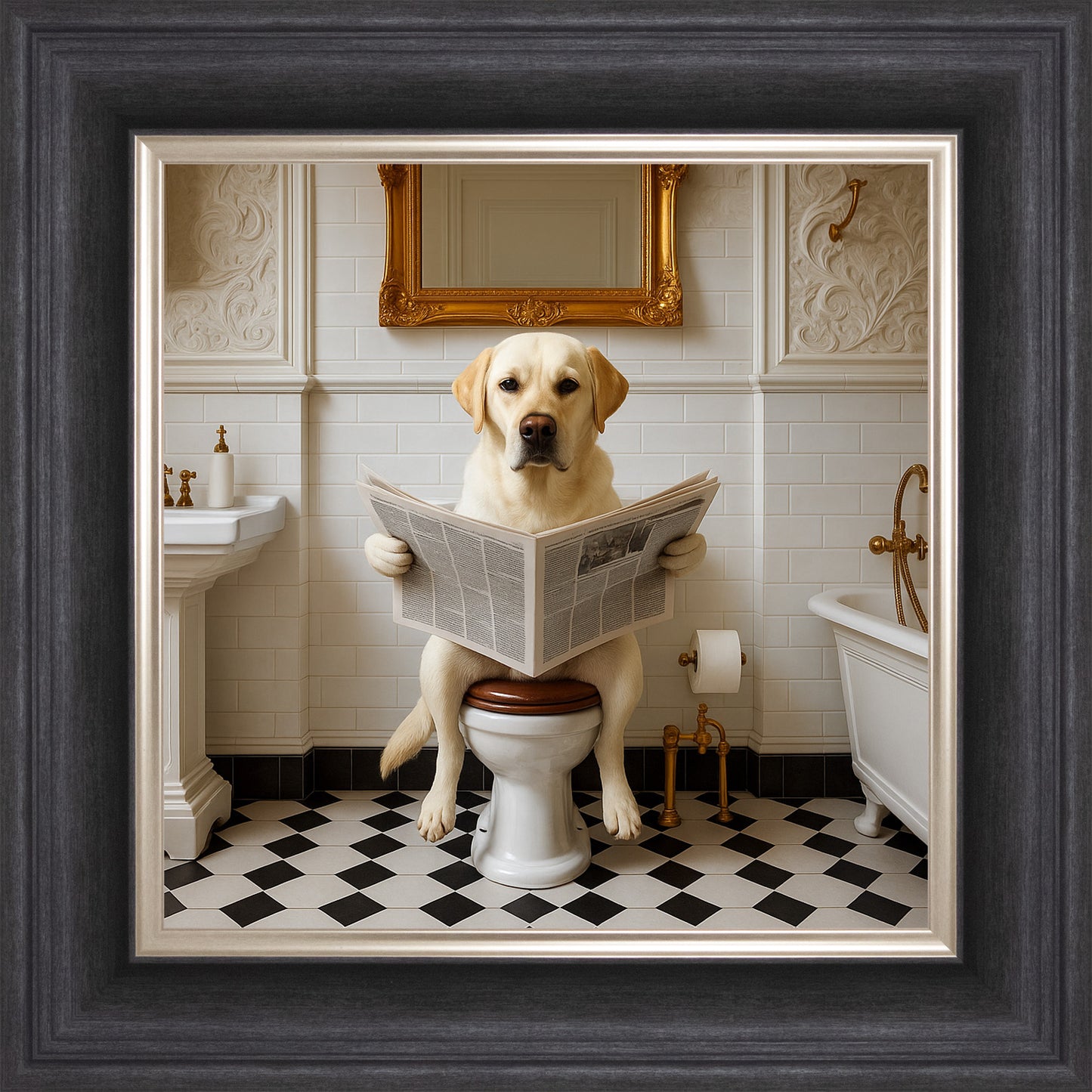 Dog on the Bog - Blonde Labrador Framed Wall Art