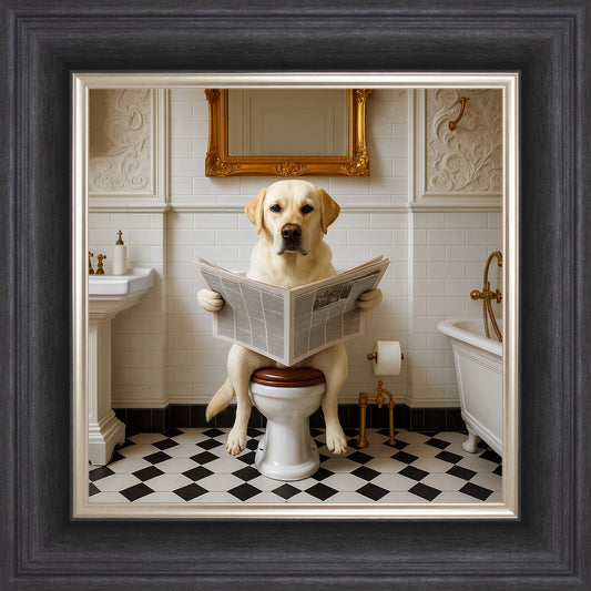 Dog on the Bog - Blonde Labrador Framed Wall Art