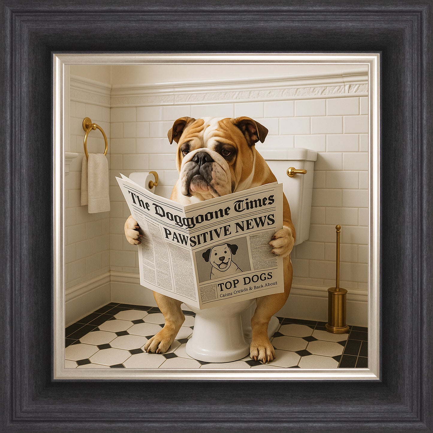Dog on the Bog - Bulldog Framed Wall Art