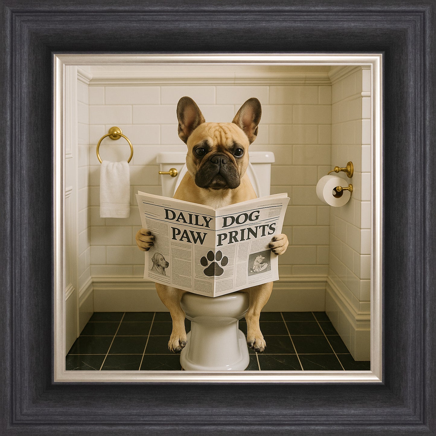 Dog on the Bog - Frenchie Bulldog Framed Wall Art