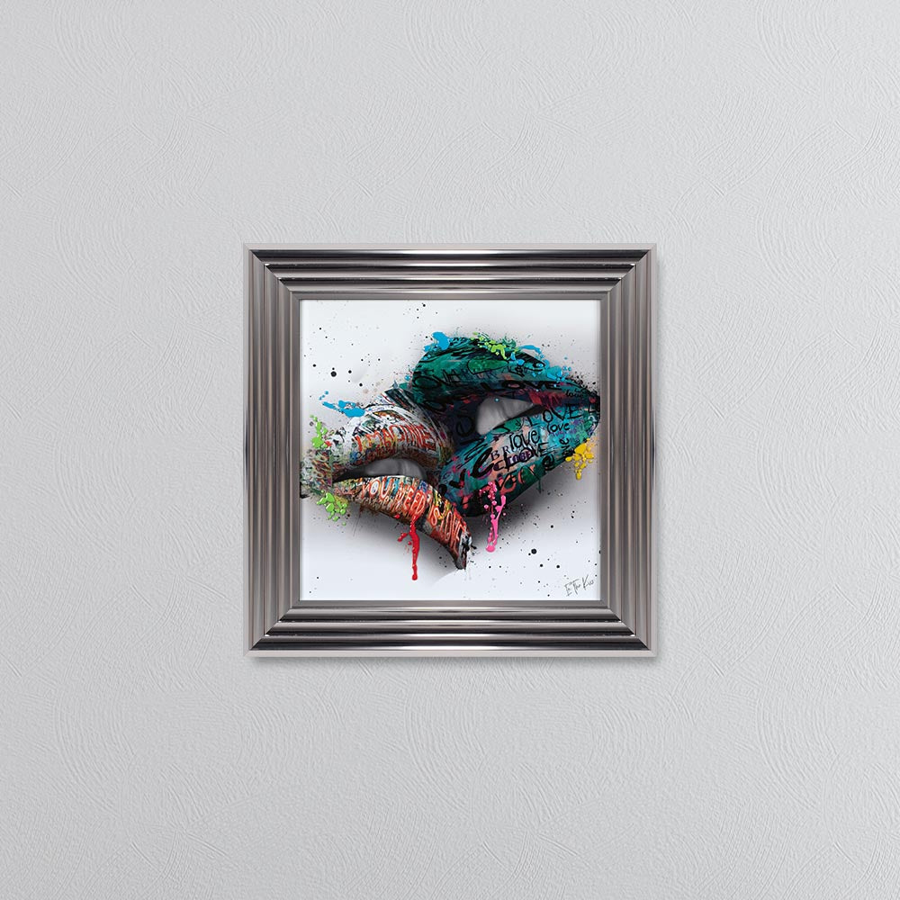 In The Kiss Blue Lips Framed Wall Art