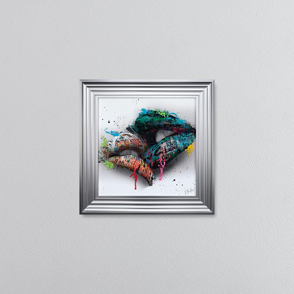 In The Kiss Blue Lips Framed Wall Art