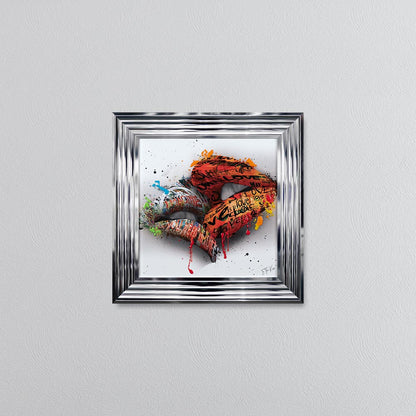 In The Kiss Orange Lips Framed Wall Art