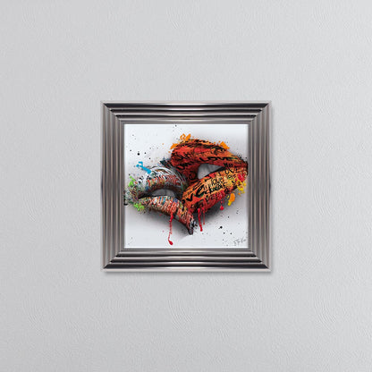 In The Kiss Orange Lips Framed Wall Art