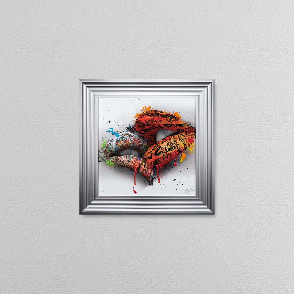 In The Kiss Orange Lips Framed Wall Art