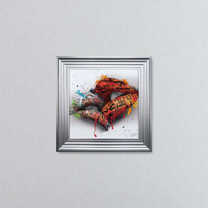 In The Kiss Orange Lips Framed Wall Art